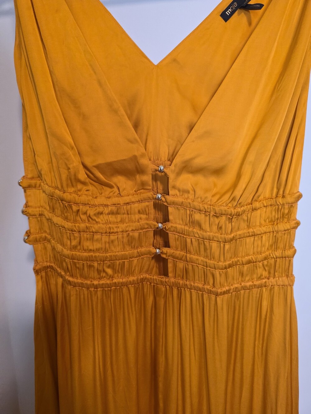 Women's Dress - Maje Satin Look Cutout Midi Evening Cocktail Party Dress Size 40 - Picture 10 of 12